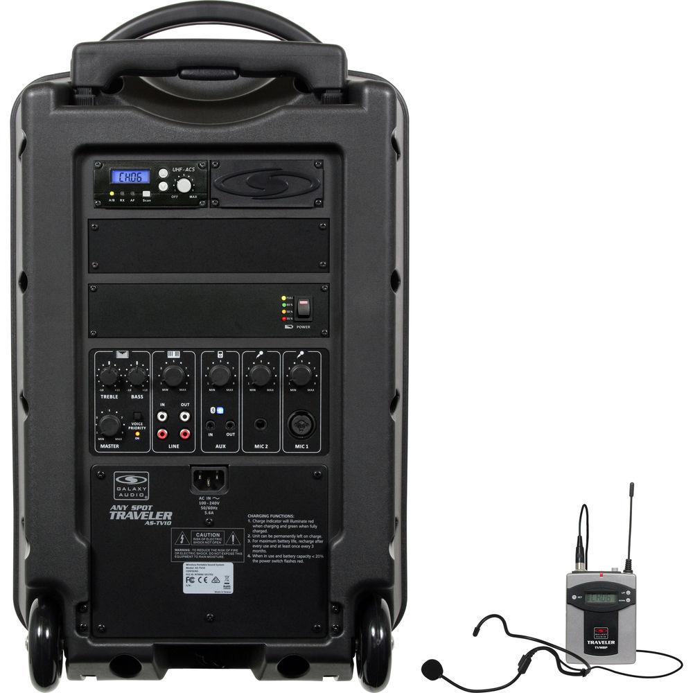 Galaxy Audio Traveler 10" 150W Peak PA System with UHF Receiver, Bodypack and Headset Mic