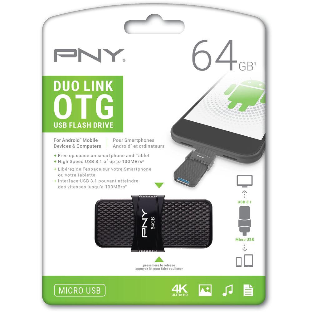 PNY Technologies 64GB Duo Link OTG Micro-USB 3.0 Flash Drive