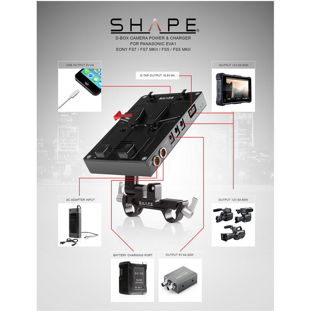 SHAPE D-Box Camera Power & Charger for Panasonic EVA1 & Sony FS7 FS7M2 FS5 FS5M2