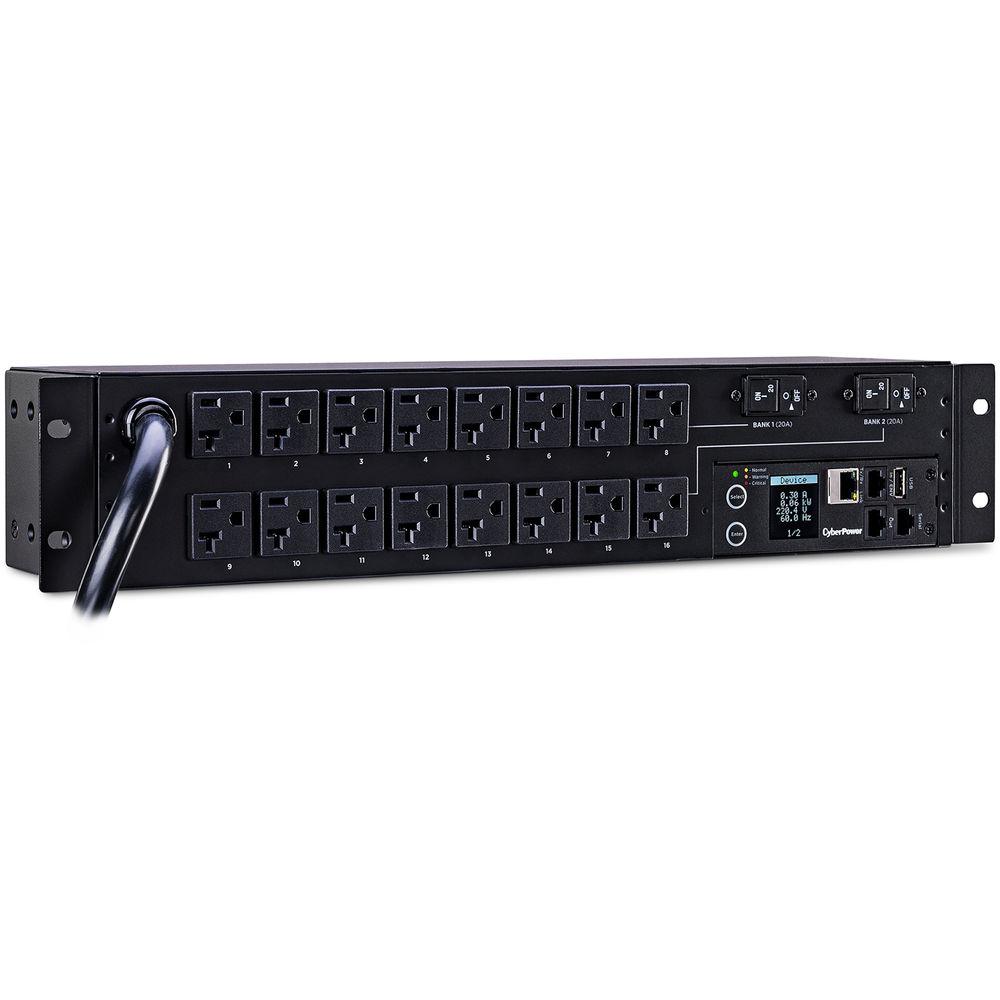 CyberPower Monitored PDU24A 100-120V L5-30P Plug 16 NEMA 5-20R Outlets 12