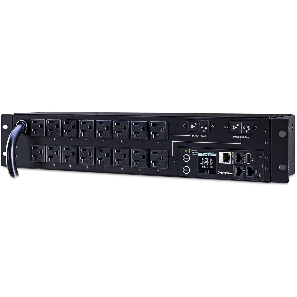 CyberPower Monitored PDU24A 100-120V L5-30P Plug 16 NEMA 5-20R Outlets 12