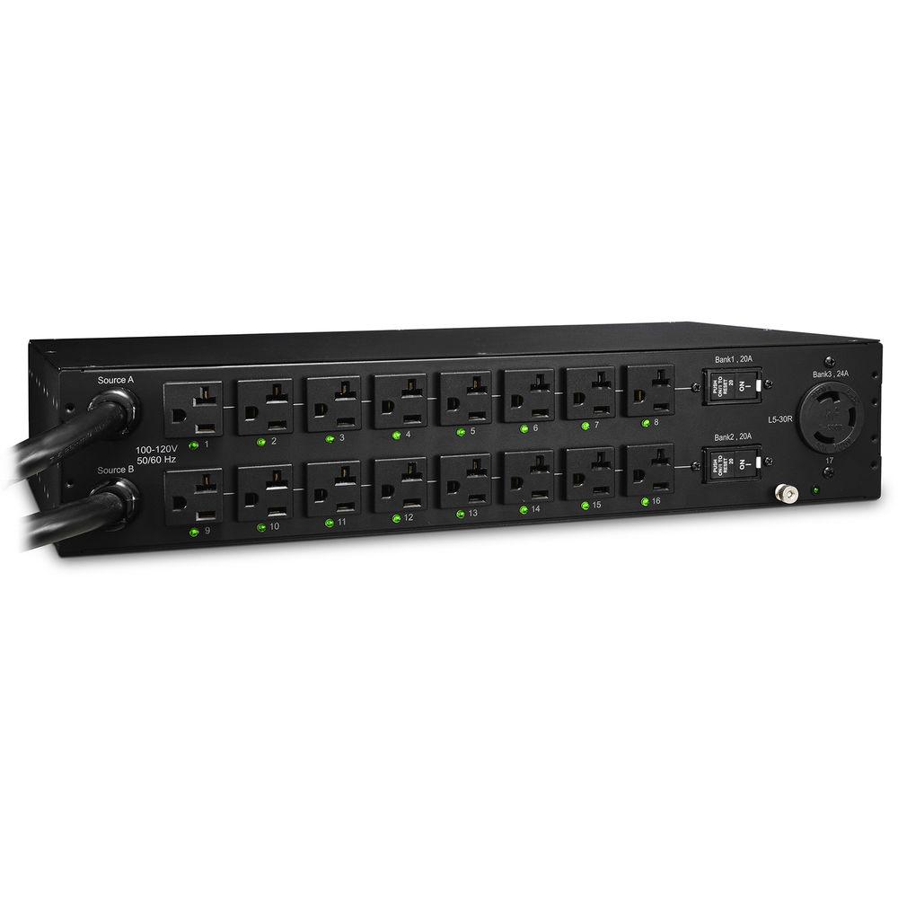 CyberPower Switched ATS PDU24A 100-120V 50-60HZ 2x NEMA L5-30P 17 OUTS2U RU 10