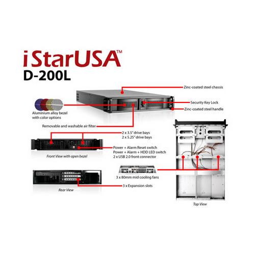 iStarUSA D-200L 2 RU High-Performance Rackmount Chassis with 460W Power Supply