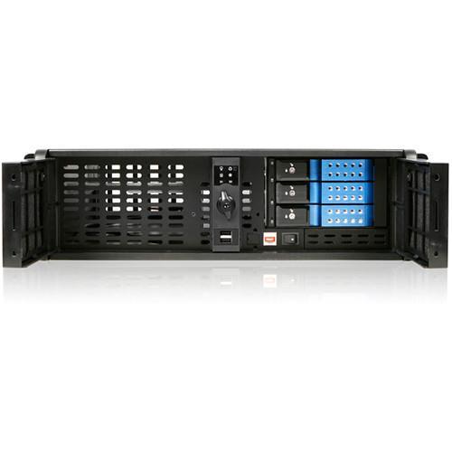 iStarUSA D-300-PFS Chassis with Front-Mounted ATX Power Supply & BPN-DE230SS-BLUE Trayless Hot-Swap Drives Cage