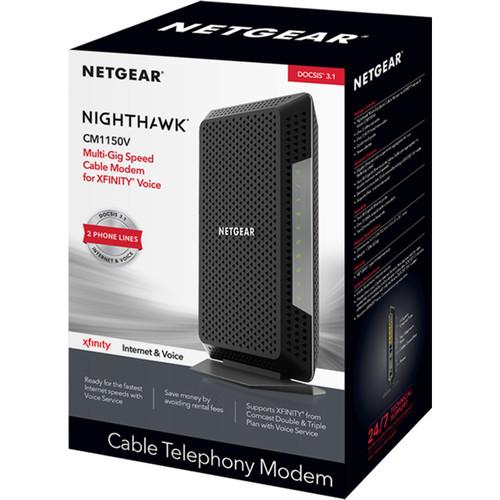 Netgear Nighthawk CM1150V Multi-Gig Cable Modem for XFINITY Voice, Netgear, Nighthawk, CM1150V, Multi-Gig, Cable, Modem, XFINITY, Voice