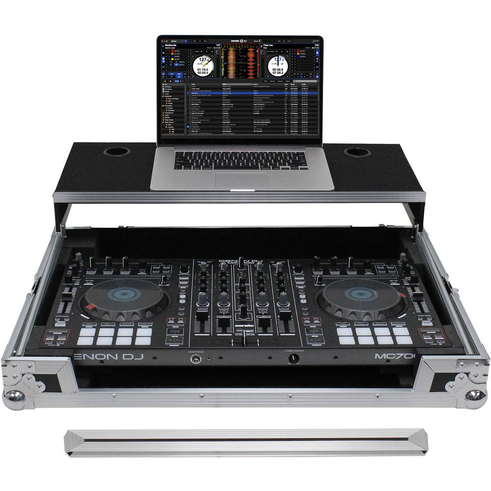 Odyssey Innovative Designs Flight Case with Removable V-Cut Front Access Panels & Glide Style Gear Platform for Denon MC7000 DJ Controller