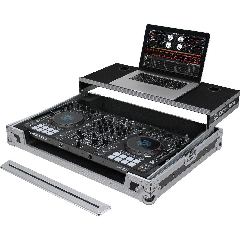 Odyssey Innovative Designs Flight Case with Removable V-Cut Front Access Panels & Glide Style Gear Platform for Denon MC7000 DJ Controller