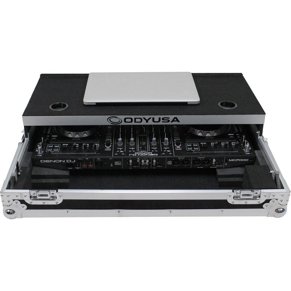Odyssey Innovative Designs Flight Case with Removable V-Cut Front Access Panels & Glide Style Gear Platform for Denon MC7000 DJ Controller