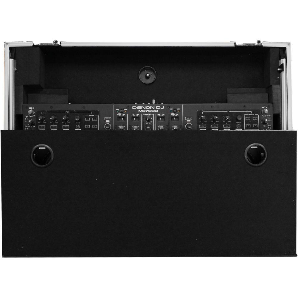Odyssey Innovative Designs Flight Case with Removable V-Cut Front Access Panels & Glide Style Gear Platform for Denon MC7000 DJ Controller