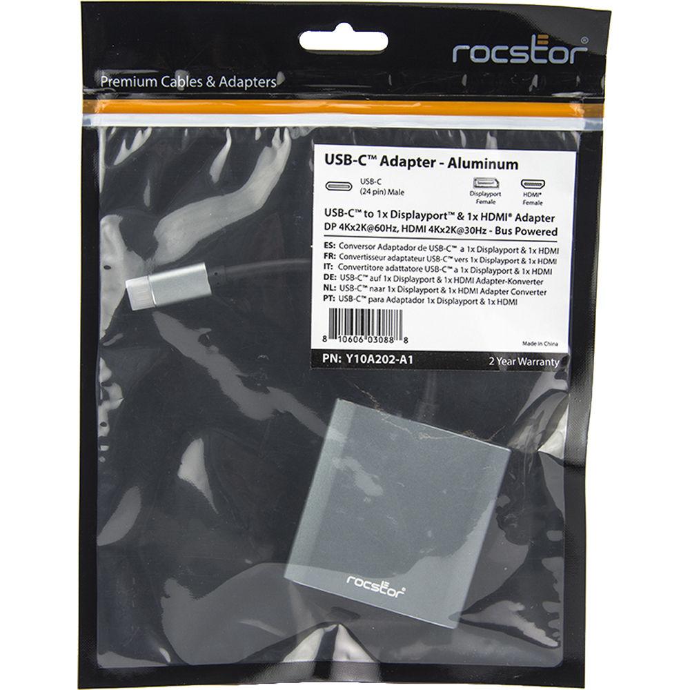 Rocstor USB-C to HDMI Female Displayport Adapter