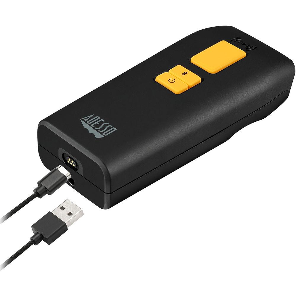 Adesso Portable Pocket Size Bluetooth 2D and 1D Long Range Barcode Scanner with Detachable Magnetic Cable