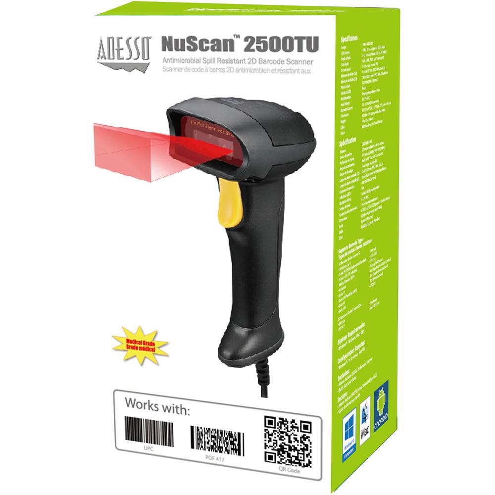 Adesso USB 2D and 1D Long Range Handheld Barcode Scanner with Superior Scanning Rate
