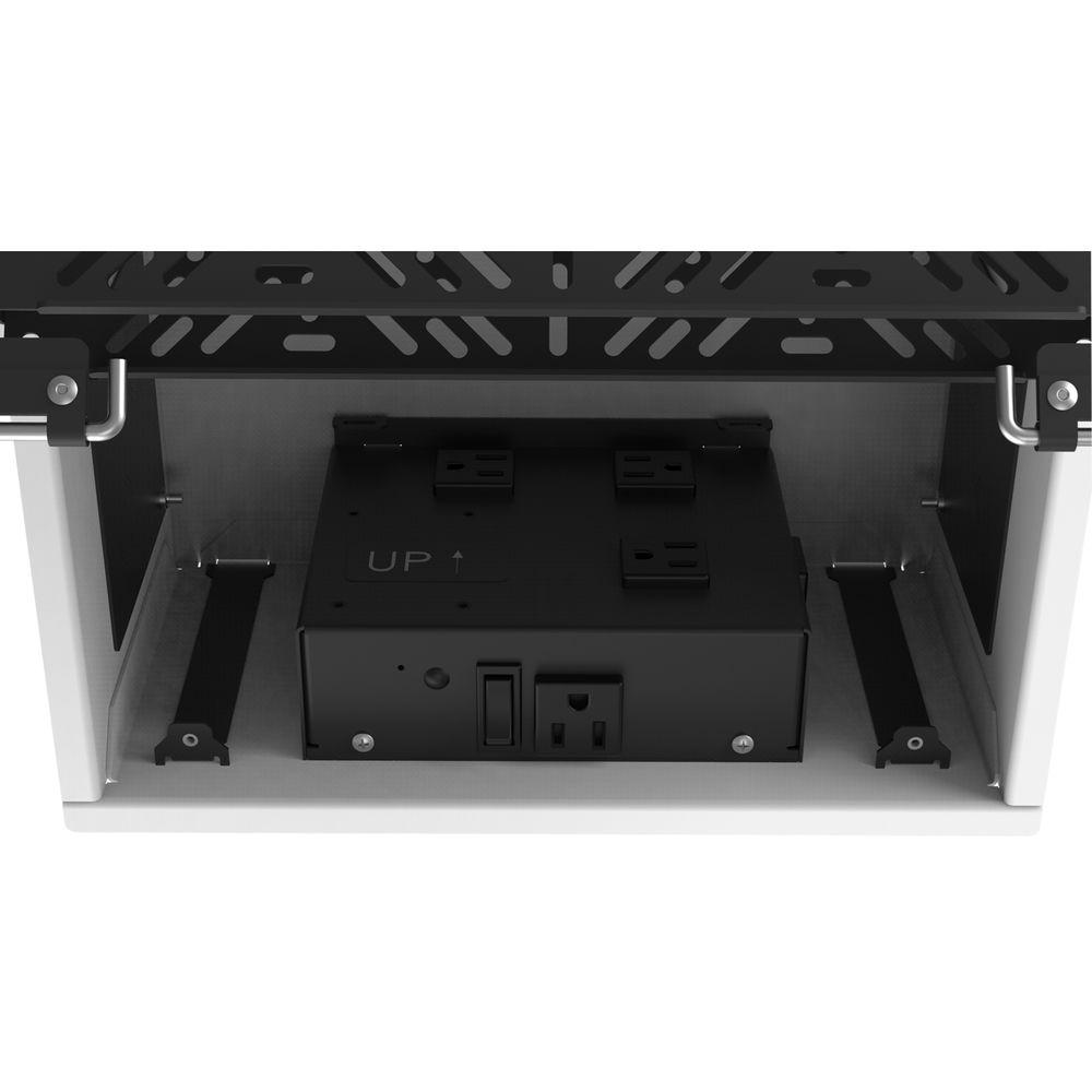 Atlas Sound 1x2 CeilingMount Rack 2RU,1 2 Wide Ambitilt Shelf Integrated Switched PWRPK No Projector PoleMnt