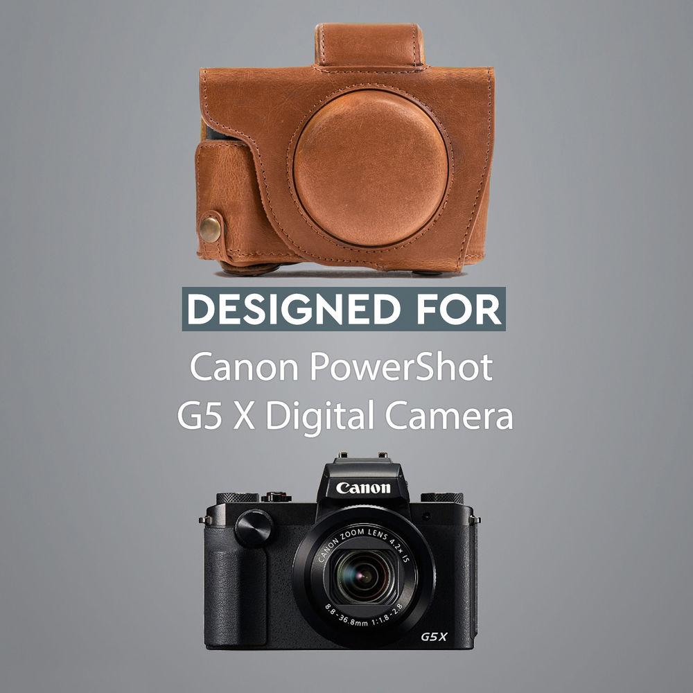 MegaGear Leather Camera Case with Strap for Canon PowerShot G5 X