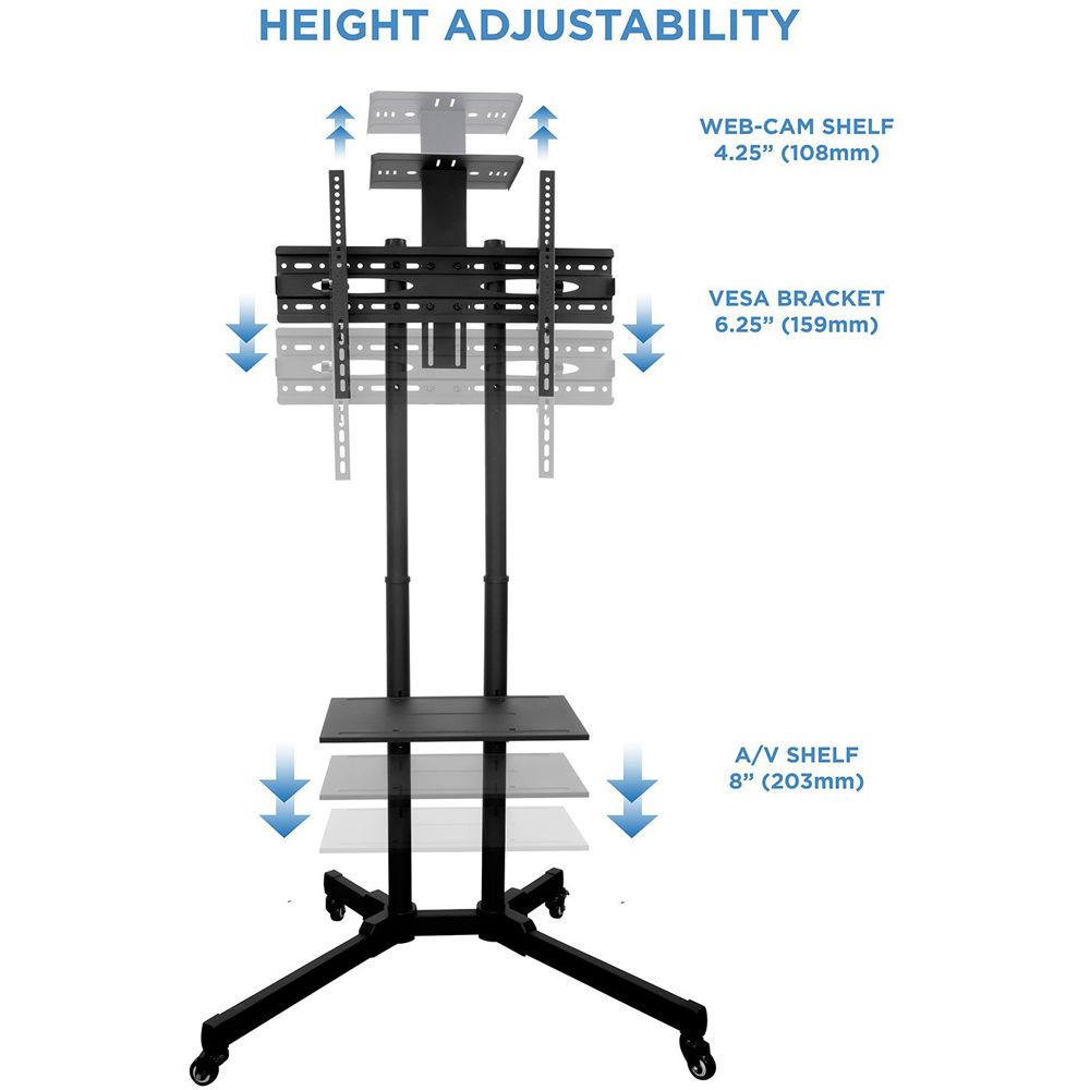 Mount-It! Adjustable Mobile Tv Cart & Shelf, Mount-It!, Adjustable, Mobile, Tv, Cart, &, Shelf