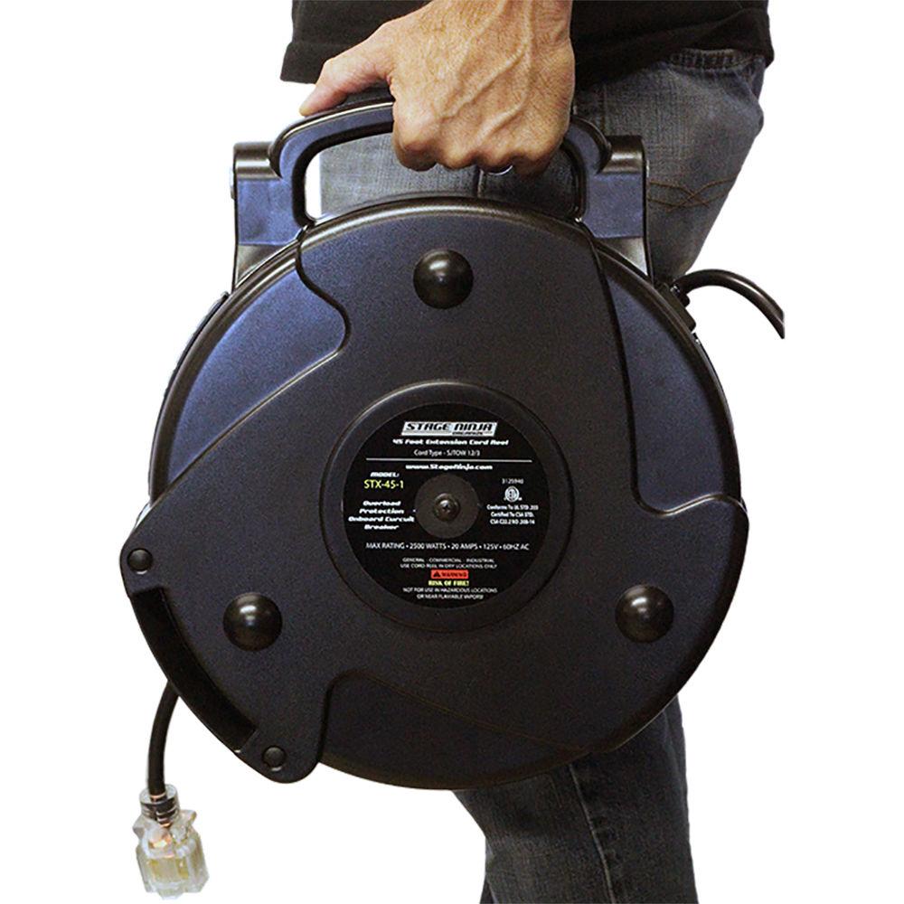 Stage Ninja 12-AWG 1-Outlet Retractable Power Reel with LED Power Indicator and Circuit Breaker