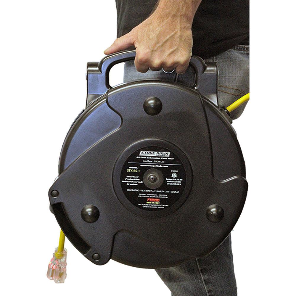 Stage Ninja 12-AWG 1-Outlet Retractable Power Reel with LED Power Indicator and Circuit Breaker