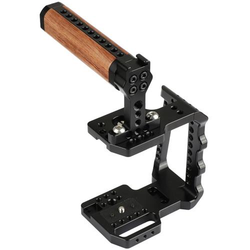 CAMVATE Half Cage With Wood Top Handle For Blackmagic Pocket Cinema Camera 4K