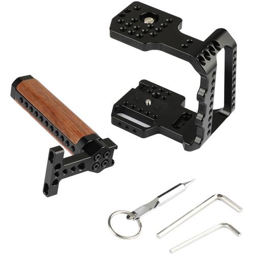 CAMVATE Half Cage With Wood Top Handle For Blackmagic Pocket Cinema Camera 4K