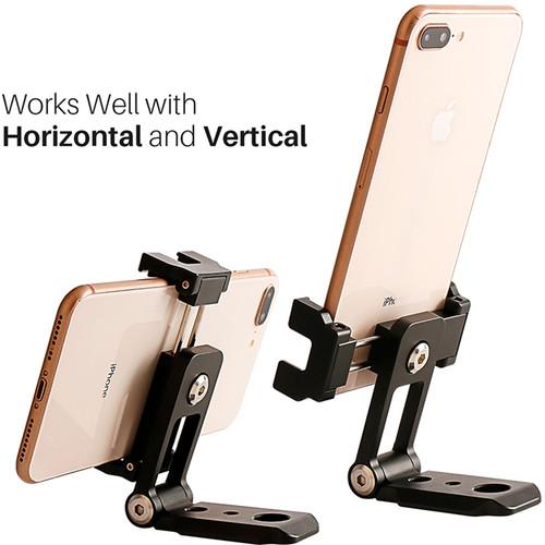 DigitalFoto Solution Limited Foldable Tripod Mount Adapter Phone Clipper Holder Vertical 360 Tripod Stand Quick Release Plate For