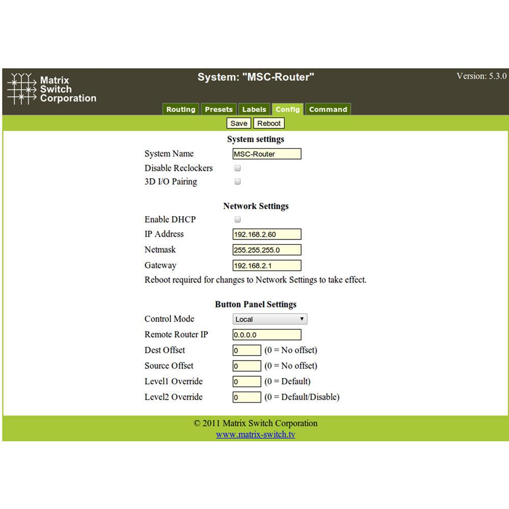 Matrix Switch 8 x 24 3G-SDI Video Router with Button Panel