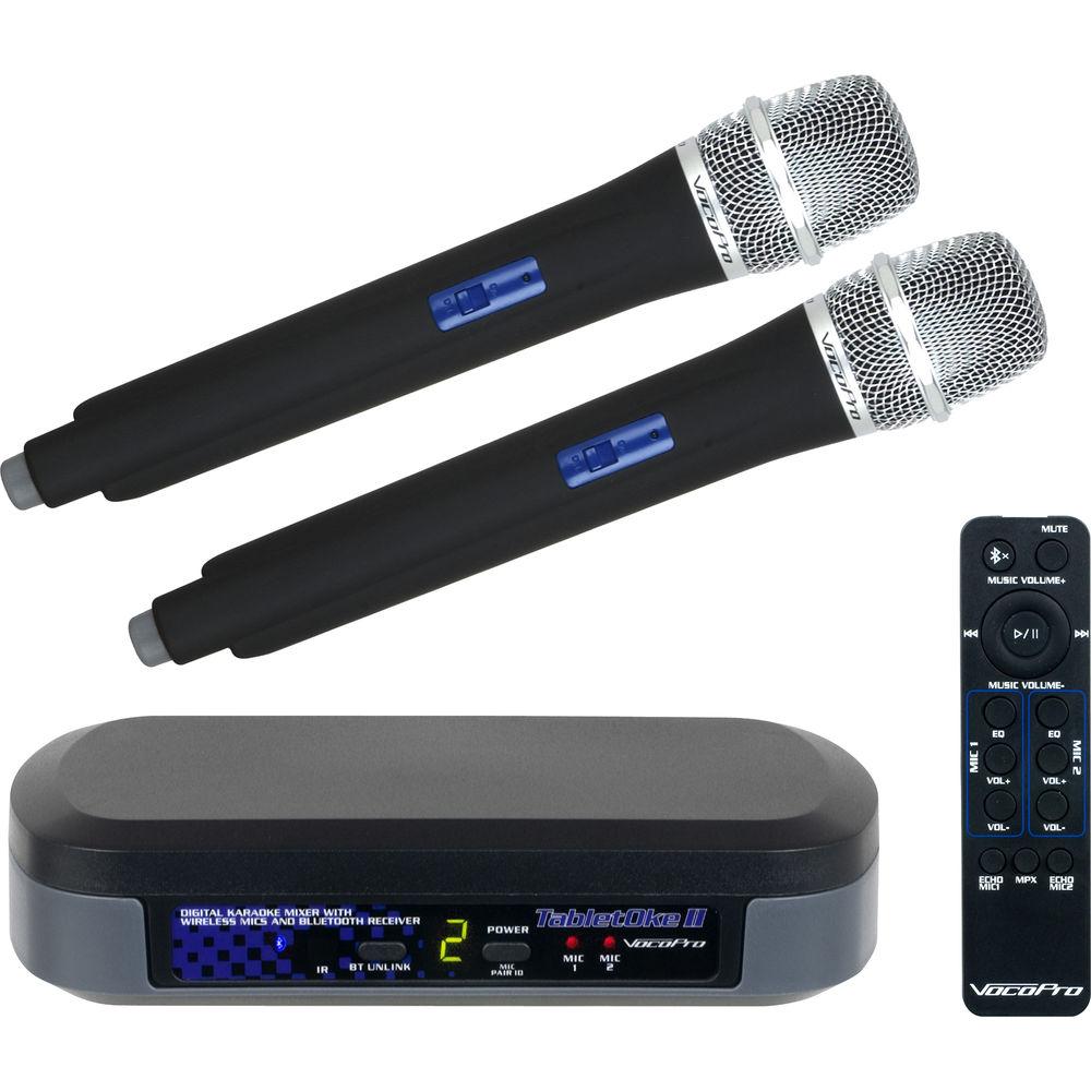 VocoPro TabletOke-2MC Digital Karaoke Mixer with Wireless Mics and Professional Tablet Stand