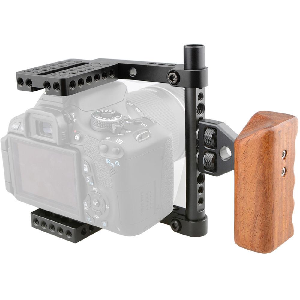 CAMVATE Camera Cage with Wood Handle for Select DSLRs