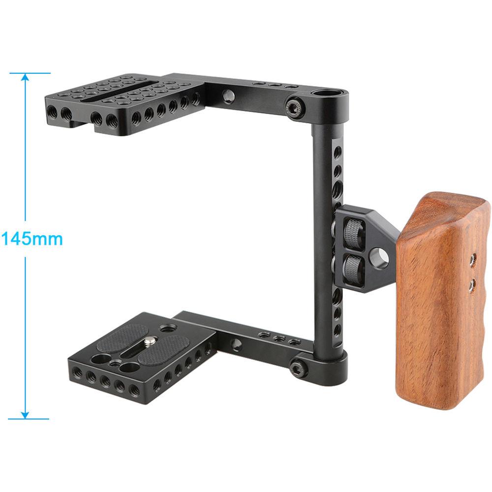 CAMVATE Camera Cage with Wood Handle for Select DSLRs