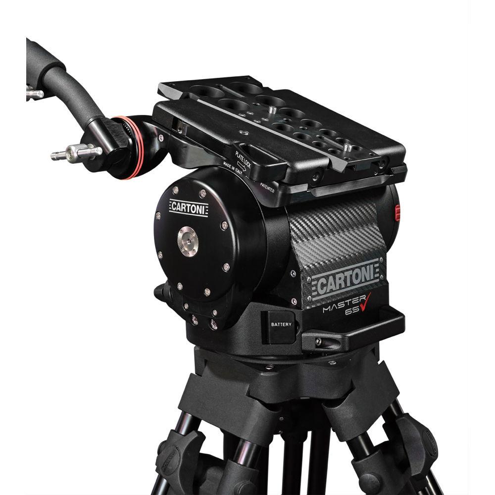 Cartoni Master 65 Head Complete, 1 Stage Alminum Studio Tripod, Ground Spreader