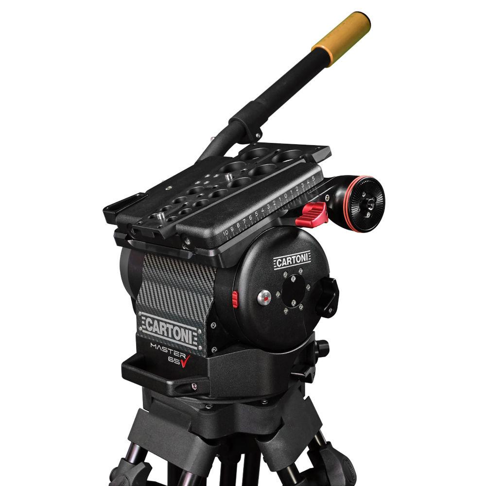 Cartoni Master 65 Head Complete, 1 Stage Alminum Studio Tripod, Ground Spreader