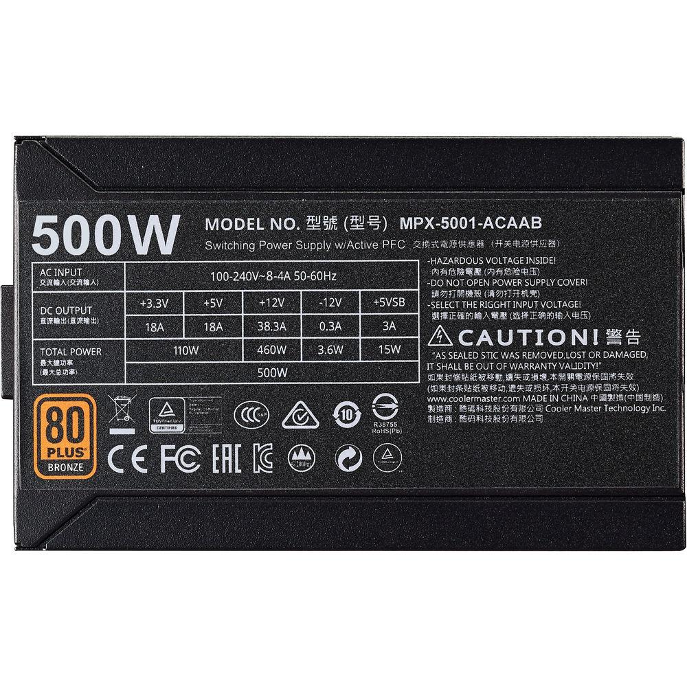 Cooler Master MWE Bronze 500 500W 80 PLUS Bronze Certified Power Supply