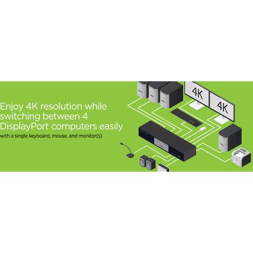 IOGEAR 4-Port 4K DisplayPort KVMP Switch with Dual Video Out & RS-232