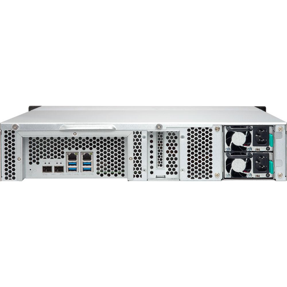 QNAP 2U 12-Bay Nas Quad Core 1.7Ghz 4GB DDR3 Ram 2 X 10Gbe Sfp 2 X Gbe Redundant Power Supply