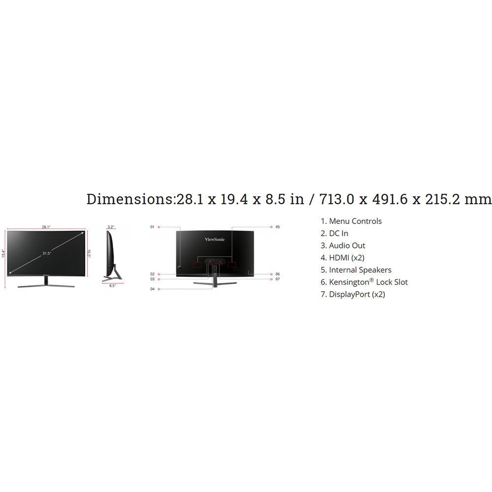 ViewSonic VX3258-2KC-MHD 32" 16:9 Curved LCD Monitor