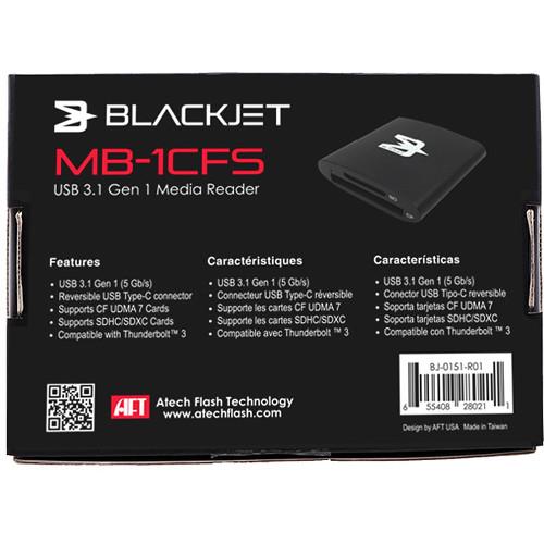 Atech Flash Technology Blackjet MB-1CFS CF and SDXC USB 3.1 Gen 1 Type-C Card Reader