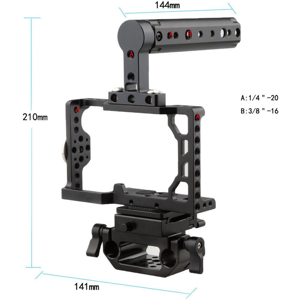 CAMVATE Camera Cage with Cheese Handle, ARRI Rosette & QR Baseplate for Sony a6500