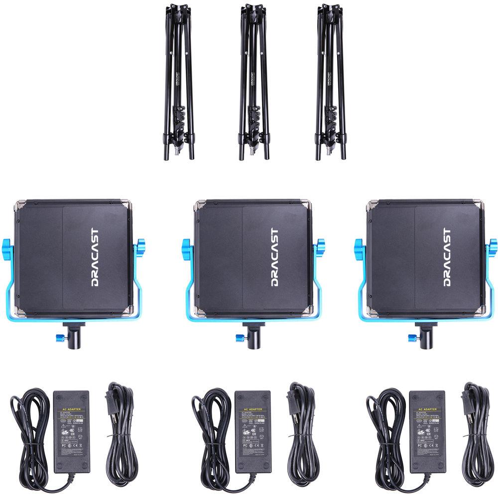 Dracast S-Series LED500 Plus Bi-Color LED 3-Light Kit with V-Mount Battery Plates