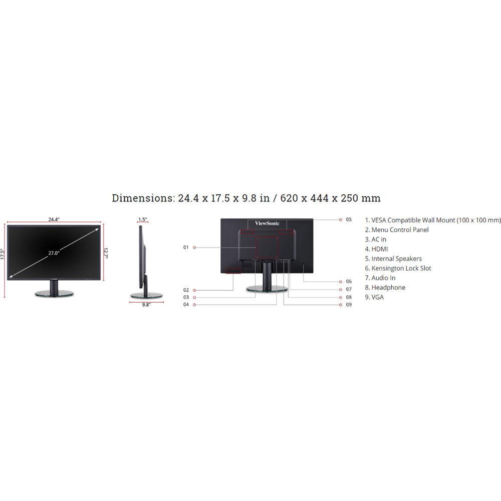 ViewSonic VA2719-SMH 27" 16:9 Slim Bezel IPS Monitor