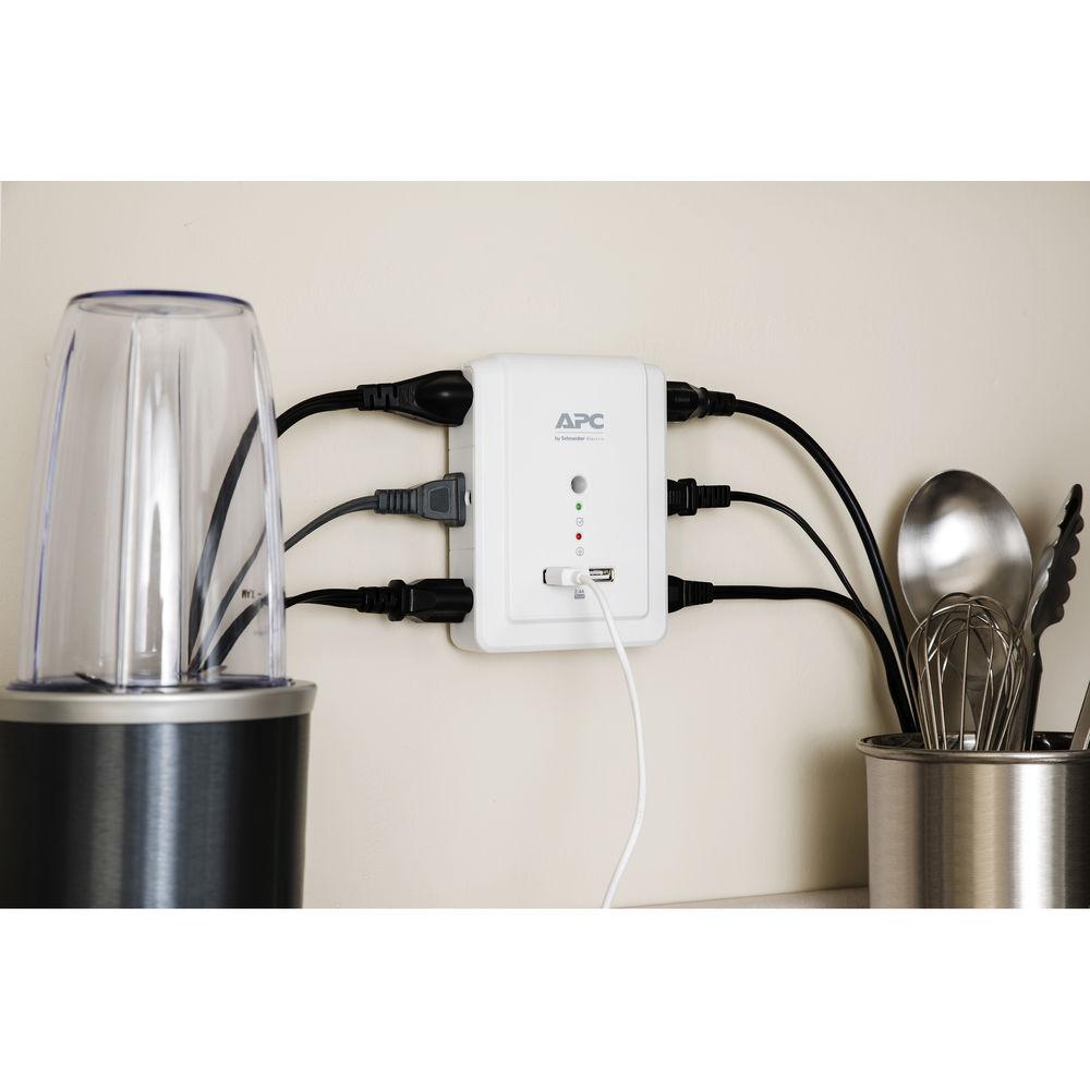 APC Essential SurgeArrest 6-Outlet Wall-Tap Surge Protector with USB