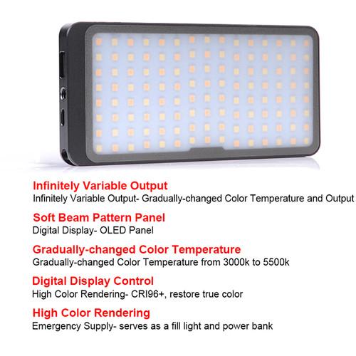 DigitalFoto Solution Limited 120 LED 3000-5500K Camera Video Bi-Color LED Pannel Light With Display Monitor With Power Bank