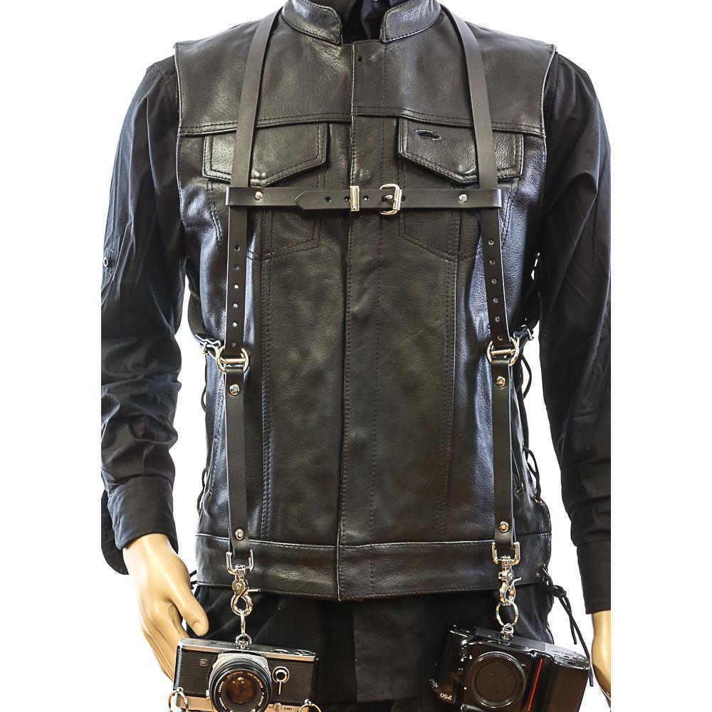Funk Plus Skinny Ring Back Dual-Camera Cowhide Leather Harness with Chest Adjuster