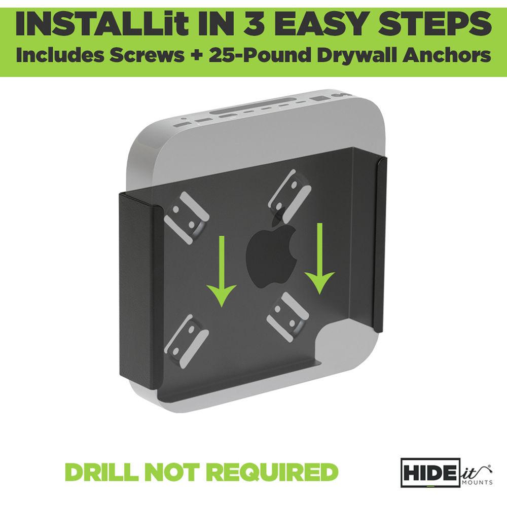 HIDEit Mounts Hideit Black Mini Mac U Wall Mount Vesa Mount Under Desk Mount
