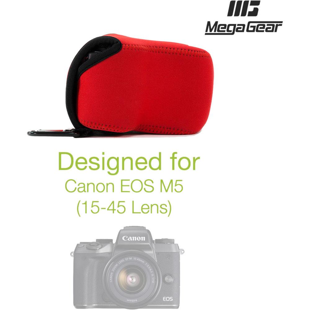 MegaGear MG1040 Ultra Light Neoprene Case with Carabiner for Canon EOS M5 with 15-45mm