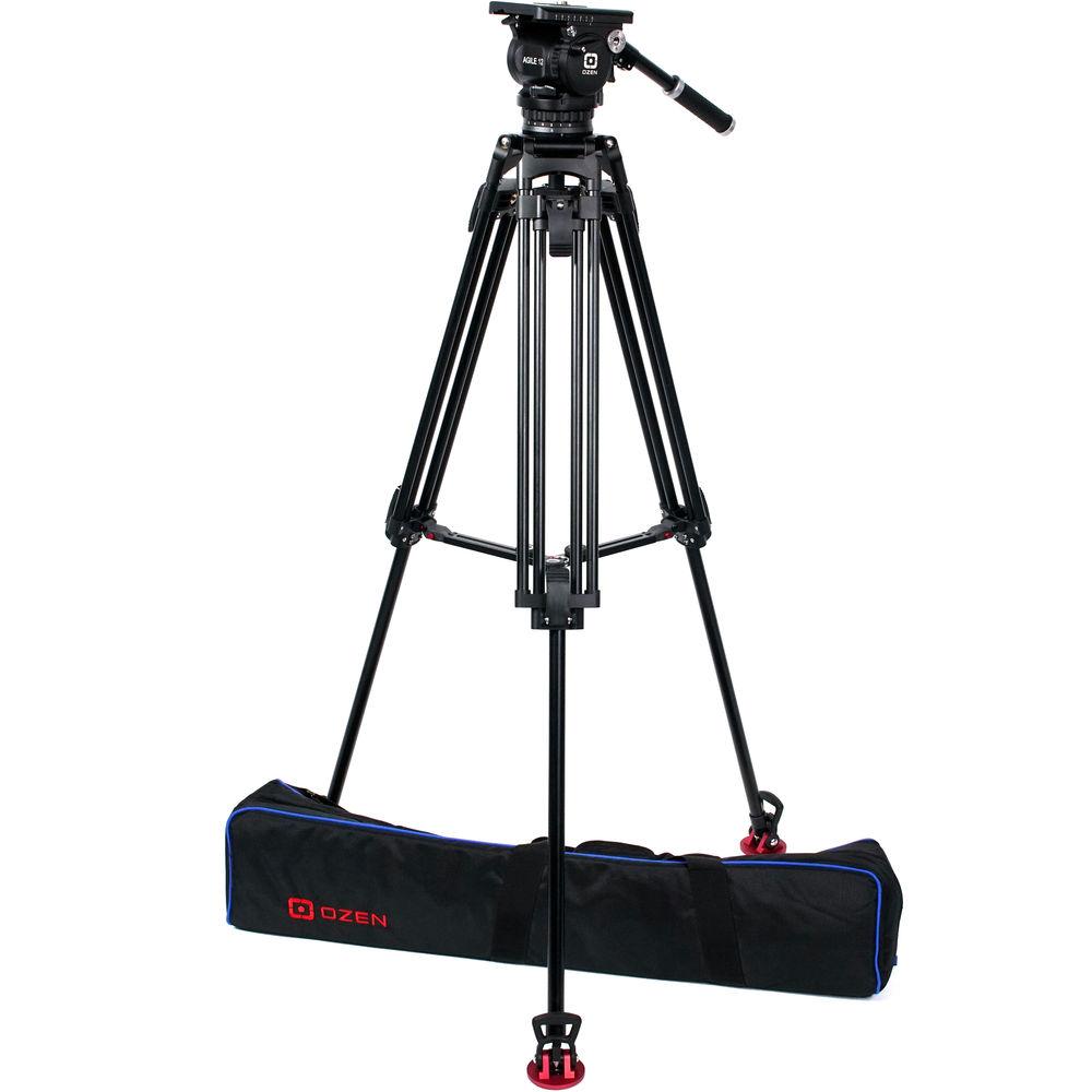 OZEN 100AL2 100mm Aluminum Tripod & Agile 12 Fluid Head System