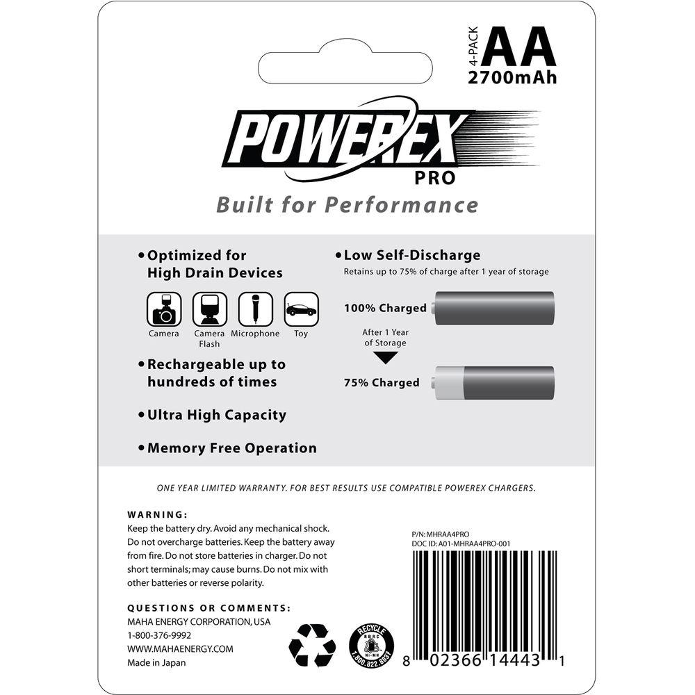 Powerex Pro Rechargeable AA NiMH Batteries