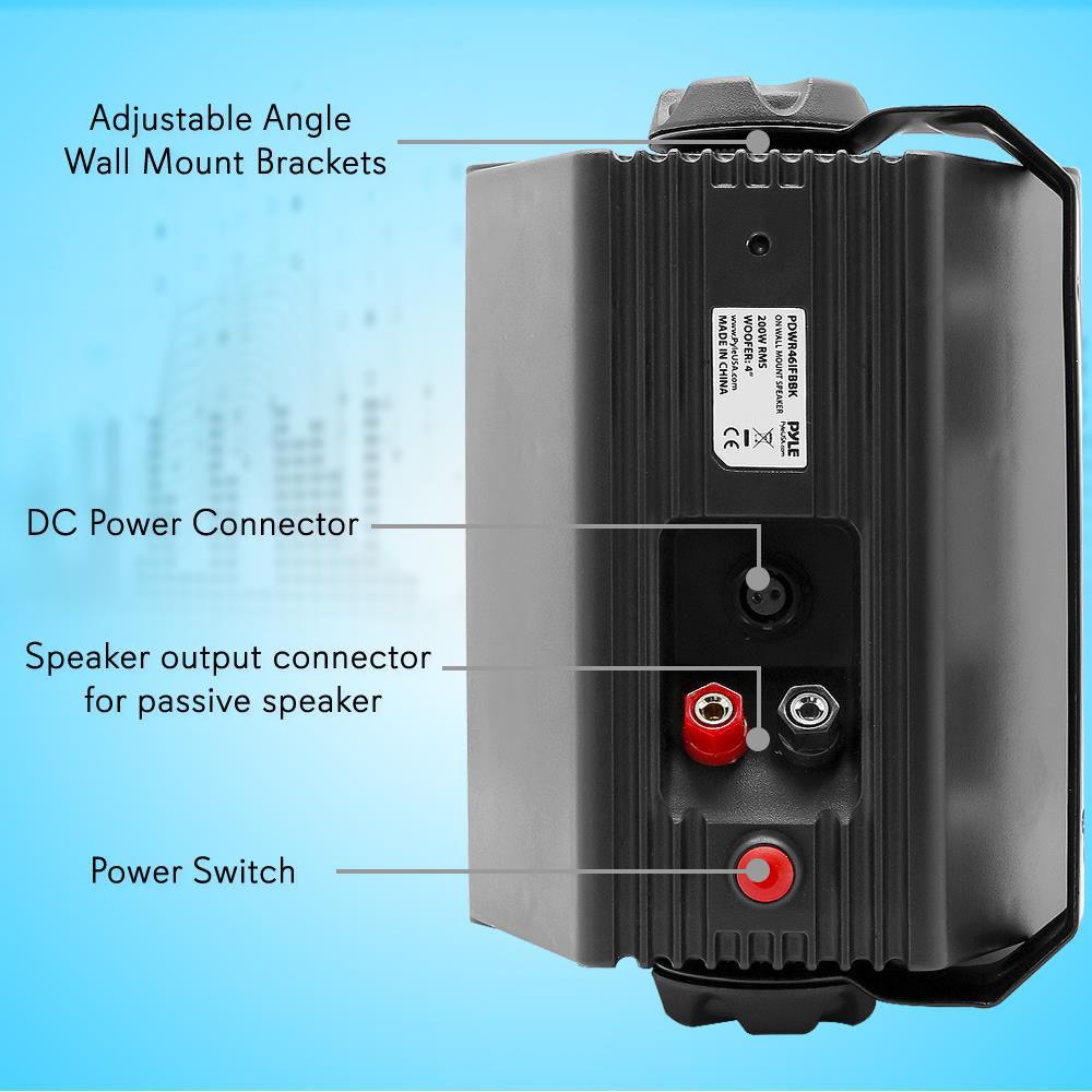 Pyle Pro 4" 200 Watt Indoor Outdoor Wall Mount Speakers with WiFi Bluetooth Streaming
