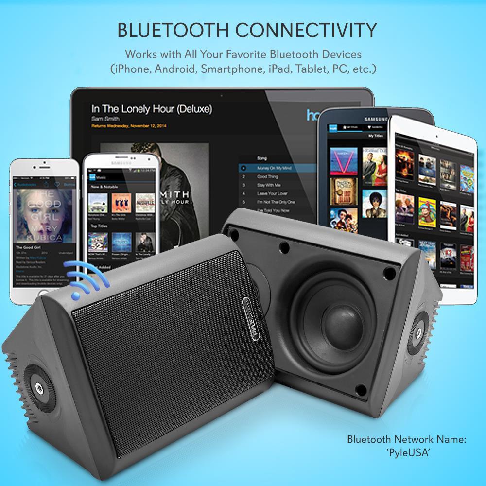Pyle Pro 4" 200 Watt Indoor Outdoor Wall Mount Speakers with WiFi Bluetooth Streaming