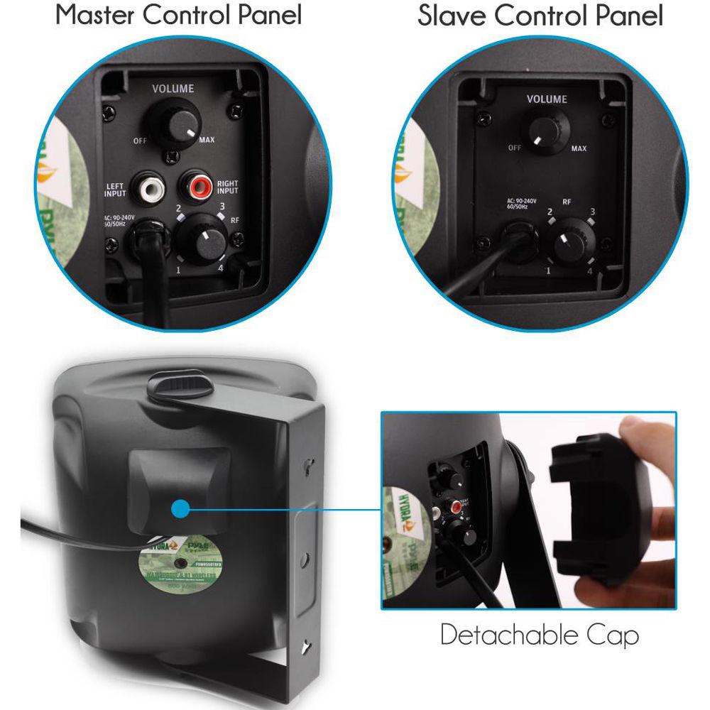 Pyle Pro 5.25" 800 Watt Wall-Mount Marine Speakers with BT Audio RF Streaming