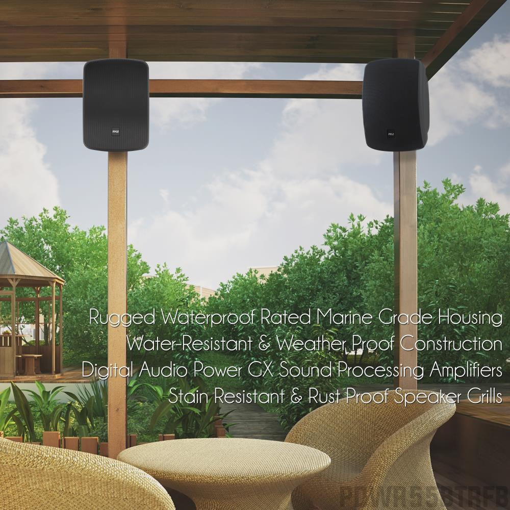 Pyle Pro 5.25" 800 Watt Wall-Mount Marine Speakers with BT Audio RF Streaming