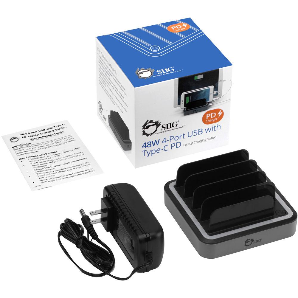 SIIG 48W 4-Port USB Type-C with PD Charging Station